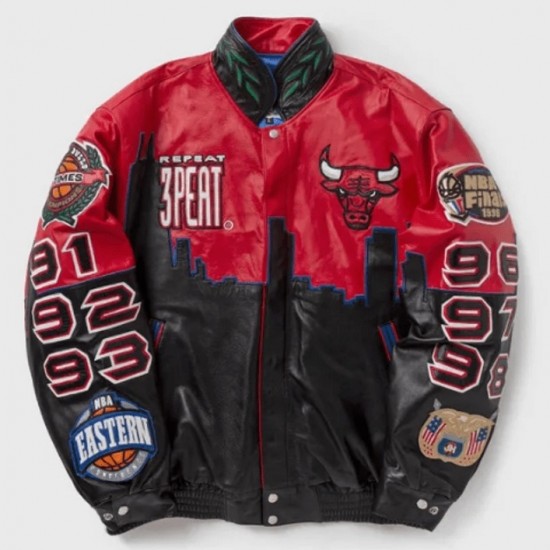 3 Peat Chicago Bulls Leather Jacket