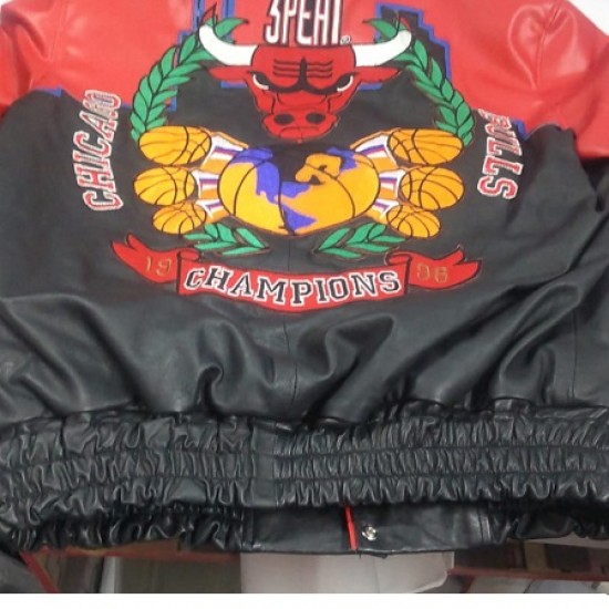 3 Peat Chicago Bulls Leather Jacket