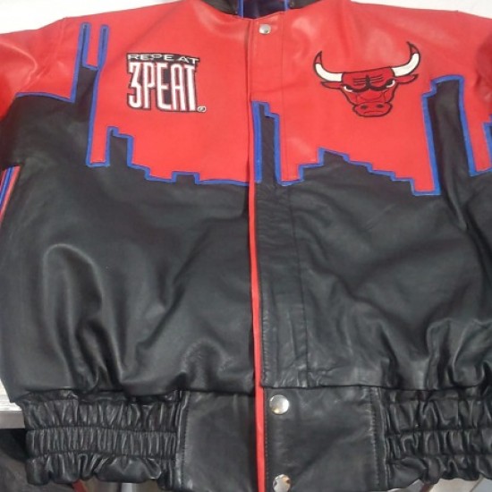 3 Peat Chicago Bulls Leather Jacket