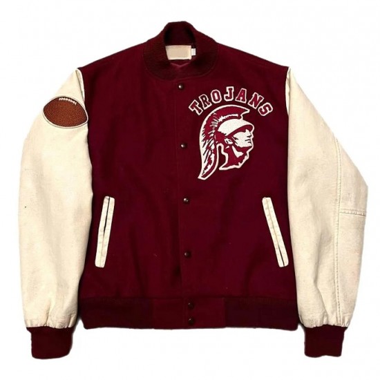 80’s USC Trojans Maroon and White Varsity Jacket