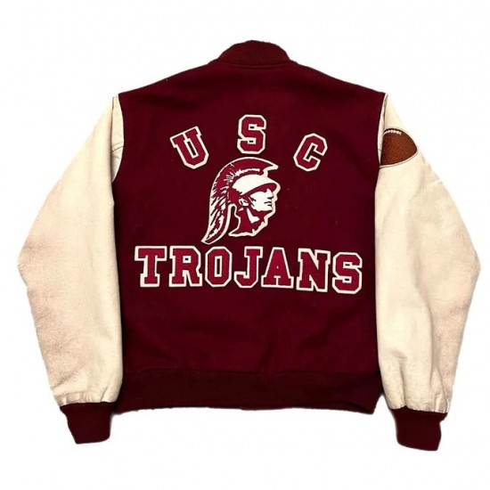 80’s USC Trojans Maroon and White Varsity Jacket