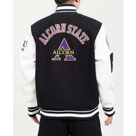 Alcorn State University Black and White Wool Varsity Jacket