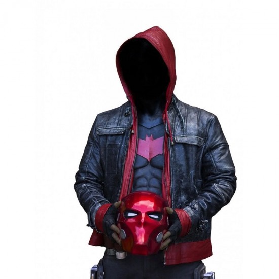 Red Hooded Bat Style Arkham Knight Vest and Jacket