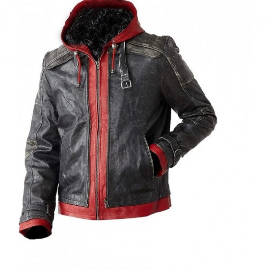 Red Hooded Bat Style Arkham Knight Vest and Jacket