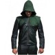 Stephen Amell Arrow Green Hooded Jacket with Quiver Costume