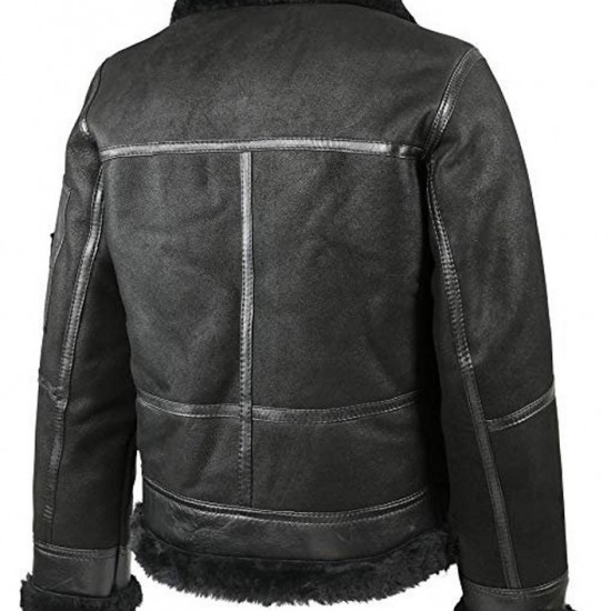 Shearling Aviator B16 Sheepskin Real Leather Jacket Winter Bomber Jacket 