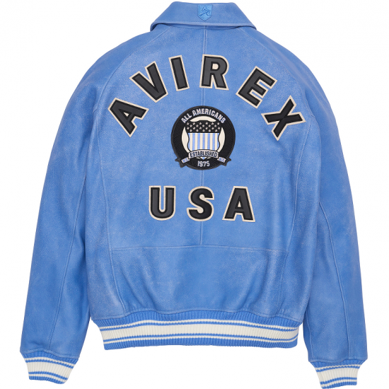 Limited Edition sky Blue Icon Croc Avirex Leather Jacket