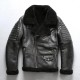 Mens Genuine Cow Skin Real Fur Shearling Jacket 