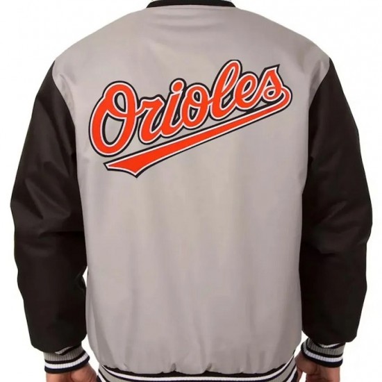 Poly Twill Baltimore Orioles Black and Gray Full-Snap Jacket