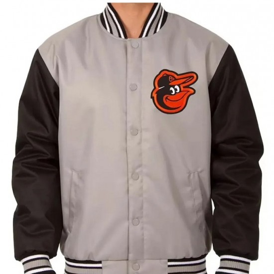 Poly Twill Baltimore Orioles Black and Gray Full-Snap Jacket