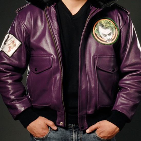 Joker Goon Batman Bomber Purple Leather Jacket