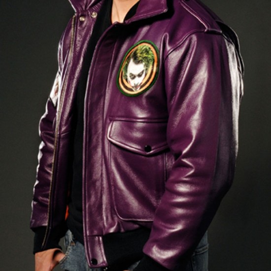 Joker Goon Batman Bomber Purple Leather Jacket