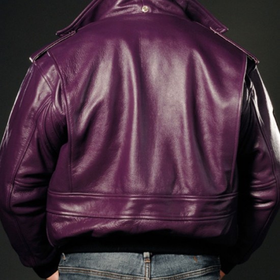 Joker Goon Batman Bomber Purple Leather Jacket