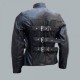 Men's Belted Black Leather Biker Jacket 