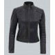 Womens Bergamo Black Slim Fit Genuine Leather Jacket