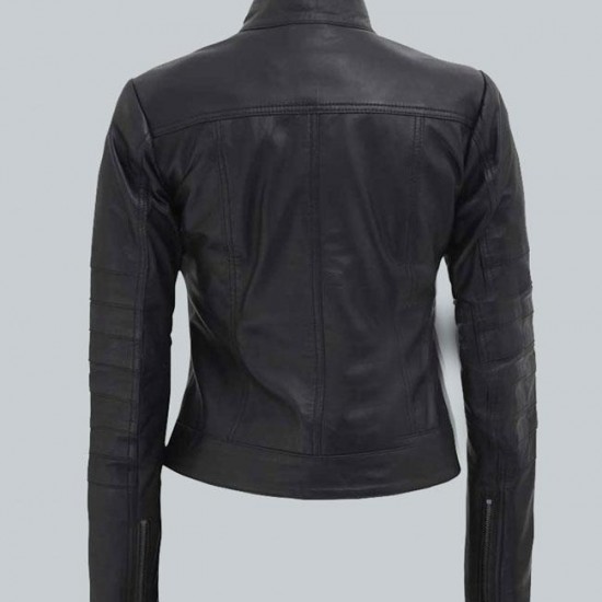 Womens Bergamo Black Slim Fit Genuine Leather Jacket