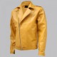 Yellow Biker Look Leather Jacket Men