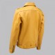 Yellow Biker Look Leather Jacket Men