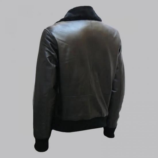 Mens Black Bomber Leather Jacket