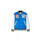 Mens Blue College Off White Varsity Jacket