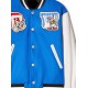 Mens Blue College Off White Varsity Jacket