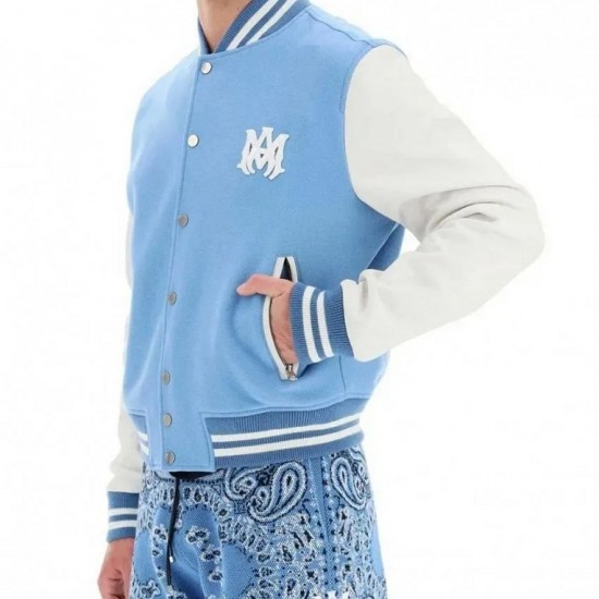 Blue and White Letterman Varsity Jacket