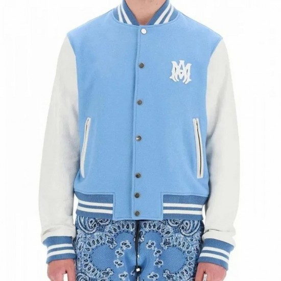 Blue and White Letterman Varsity Jacket