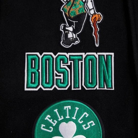 Boston Celtics Retro Classic Rib Black Wool Varsity Jacket