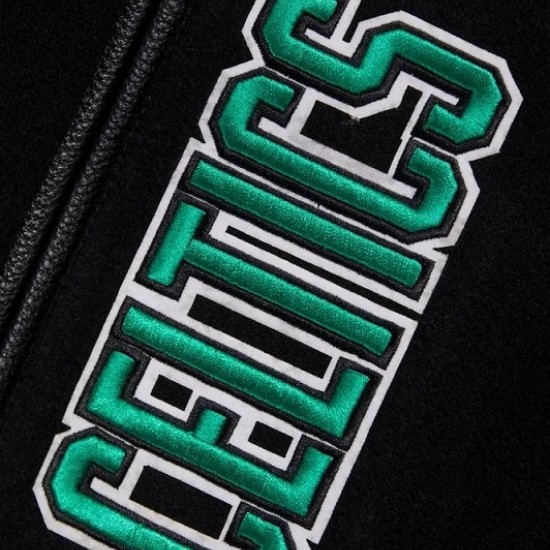 Boston Celtics Retro Classic Rib Black Wool Varsity Jacket