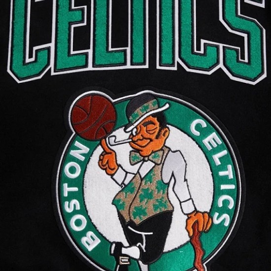 Boston Celtics Retro Classic Rib Black Wool Varsity Jacket