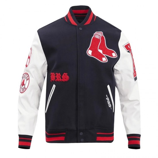 Boston Red Sox Old English Navy Blue Wool Varsity Jacket