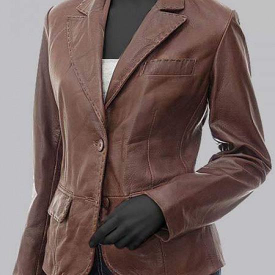 Womens Brooks Leather Blazer Jacket