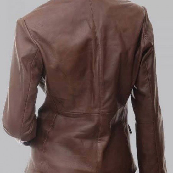 Womens Brooks Leather Blazer Jacket