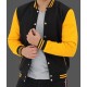 Yellow And Black Button Up Varsity Baseball Jacket