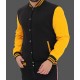 Yellow And Black Button Up Varsity Baseball Jacket