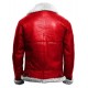 Red A2 Bomber Aviator With Real Fur Collar Christmas Holiday Genuine Leather Jacket