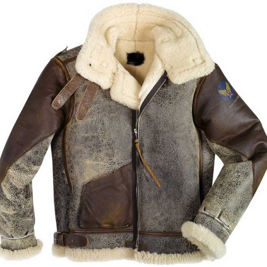 Mens Cockpit USA 100 Mission B-3 Sheepskin Bomber Jacket