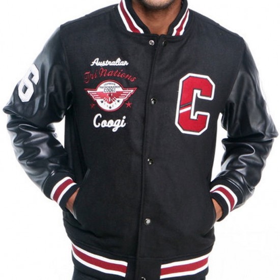 Coogi Australian Black Letterman Jacket