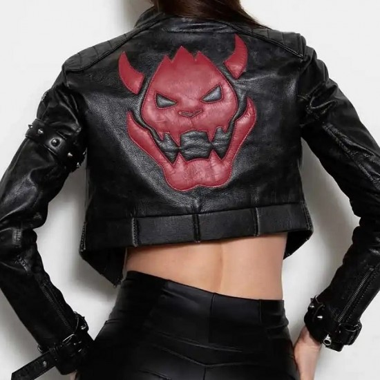 Cropped King Castle Black Leather Jacket