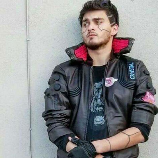 Cyberpunk 2077 Costume Jacket Mens Brown Leather Embroidery Coat