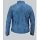 Dodge Cafe Racer Sky Blue Leather Jacket