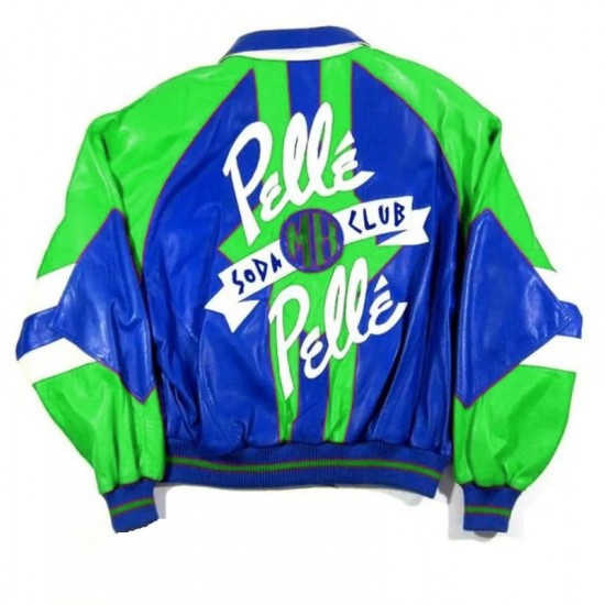 Early 90S Vintage Pelle Pelle Green Blue Soda Club Jacket