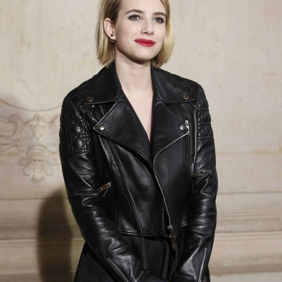 Emma Roberts Black Leather Jacket