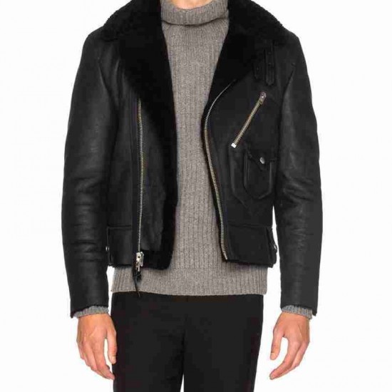 Ewan McGregor Shearling Motorcycle Jacket