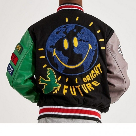 First Row Men's Chenille Patches At Front Varsity Jacket