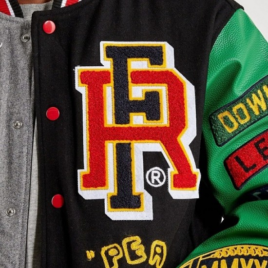 First Row Men's Chenille Patches At Front Varsity Jacket