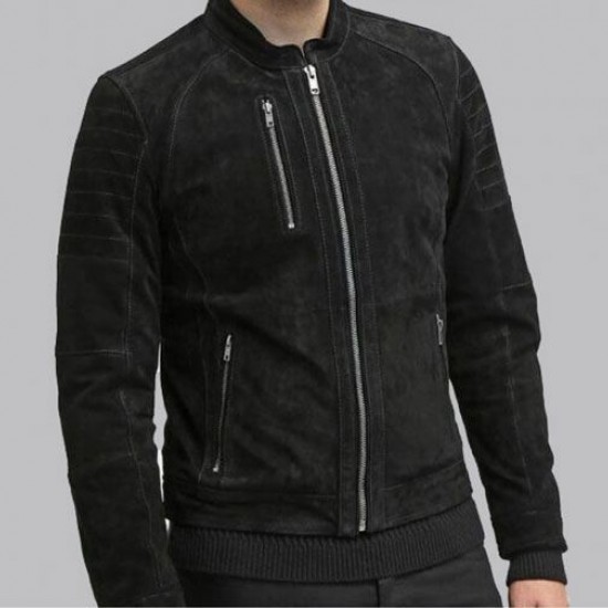 Genuine Leather Mens Black Suede Jacket