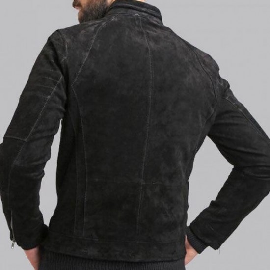 Genuine Leather Mens Black Suede Jacket