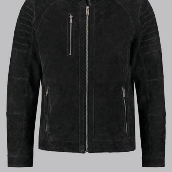 Genuine Leather Mens Black Suede Jacket