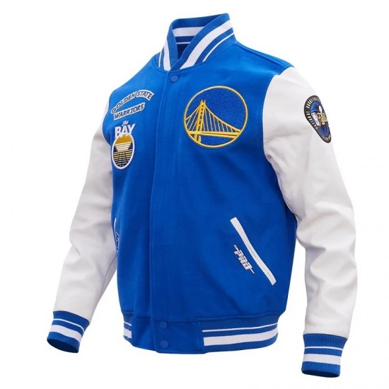 Golden State Warriors Retro Classic Blue Wool Varsity Jacket